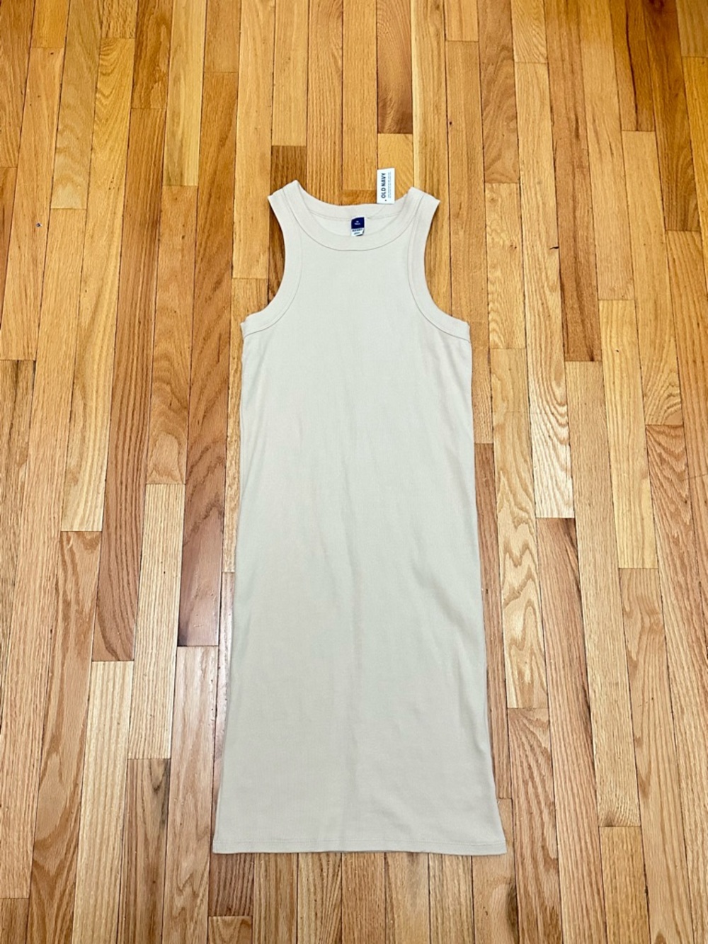 Old Navy Beige Ribbed Midi Tank Dress